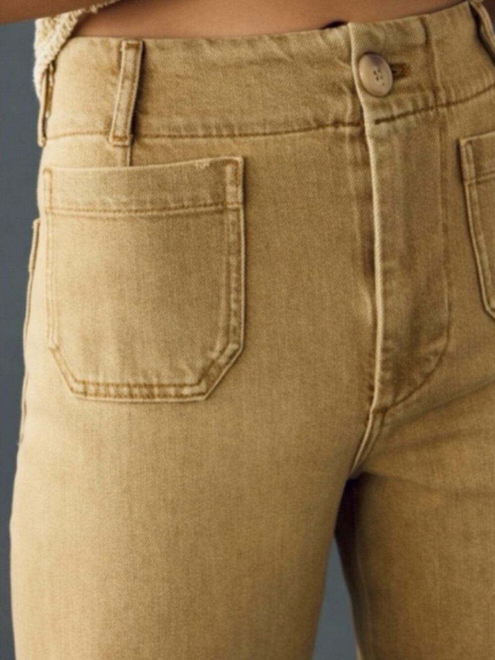 Maeve By Anthropologie Tan Colette Cropped Wide-Leg Relaxed-fit High-Rise Pants - Picture 3 of 12